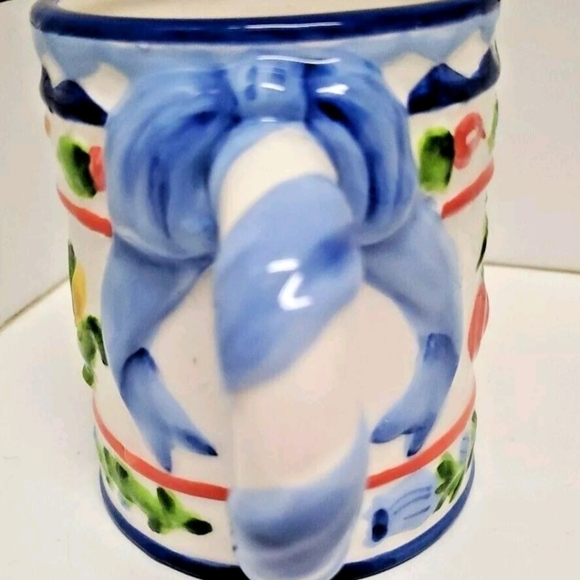 Zrike Colorful Hand Painted Ceramic Mug "Cornucopia" Embossed Veggies Pre-owned - Picture 4 of 6